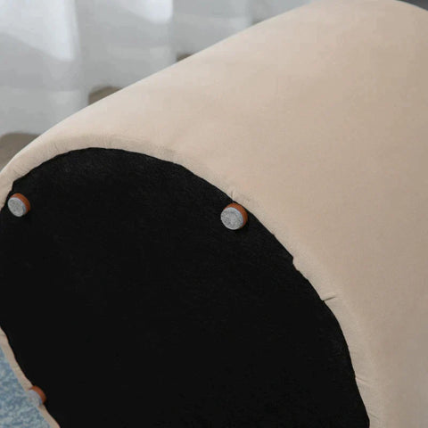 Rootz 2-in-1 Stool - Coffee Table - Velvet Look - Including Storage Space And Removable Lid - Beige - Ø44 cm x 47.5 cm