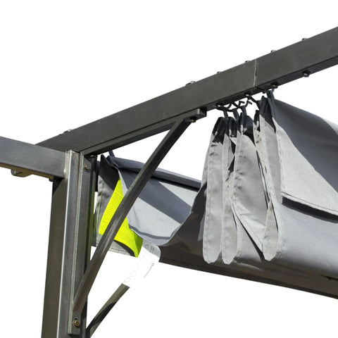 Rootz Pergola - Metal Pergola with Retractable Roof - Garden Gazebo - Metal Pergola Canopy - Outdoor Sun Shade Shelter for Party BBQ - Aluminum - Black + Grey - 3 x 3 m