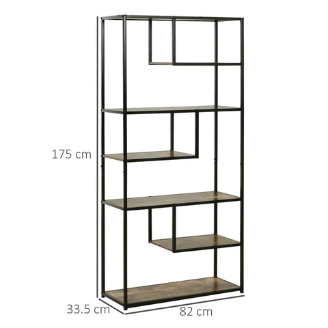 Rootz Bookshelf - Bookcase - Wood Shelf - Shelf Stable - Bookcase Shelf - Brown - 82 x 33.5 x 175 cm