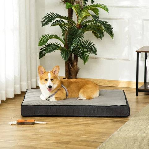 Rootz Hondenbed - Luxe Hondenbed - Hondenkussen - Hondenmatras - Dierenbed - Hoes Afneembaar en Wasbaar - Polyester - Grijs - 110 x 85 x 28 cm