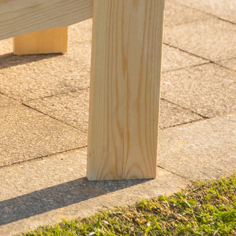 Rootz Gartenstühle – 2 Gartenstühle mit Beistelltisch – natürliches Tannenholz – 178 x 87 x 92 cm