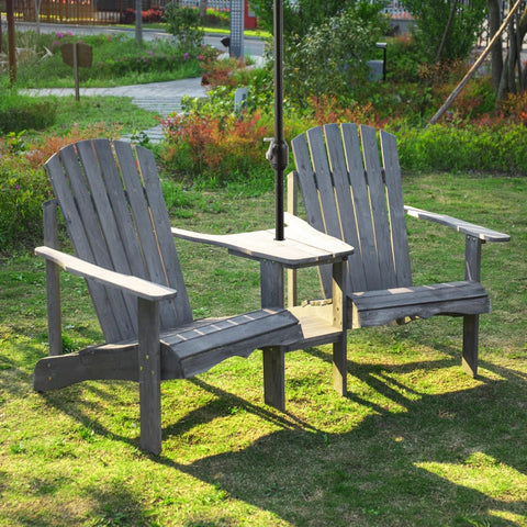 Rootz Adirondack Chairs Set - Garden Chair Table - Garden Chair - Garden Furniture - Wood - Gray - 178 x 87 x 92 cm