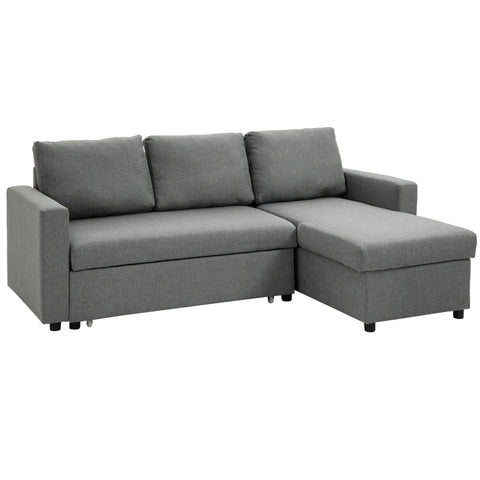 Rootz Corner Sofa - Corner Sofa With Sleeping Function - Sofa Bed - 3-seater Sofa - Polyester - Foam - PP Plastic - Light Grey - 211.5 cm x 146 cm x 85 cm