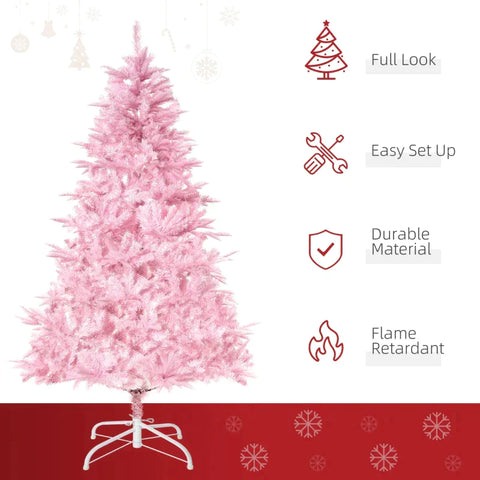 Rootz Christmas Tree - Artificial Christmas Tree - Artificial Tree - Christmas Tree With Detachable And Foldable Base - Pink - Ø75 x 150 cm