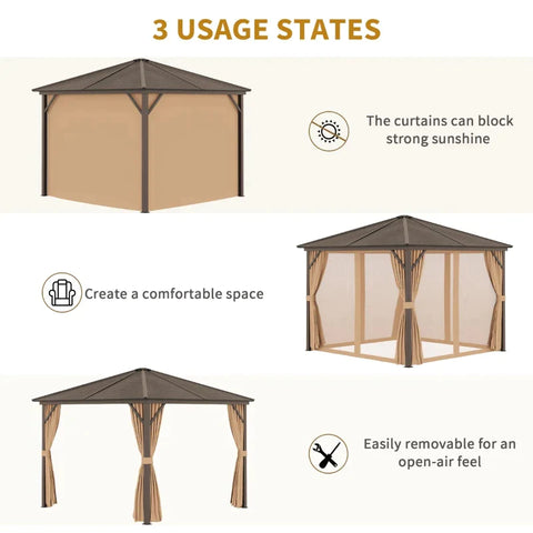Rootz Gazebo - Garden Gazebo - Pavillon - Garden Pavillon - Party Tent - Brown
