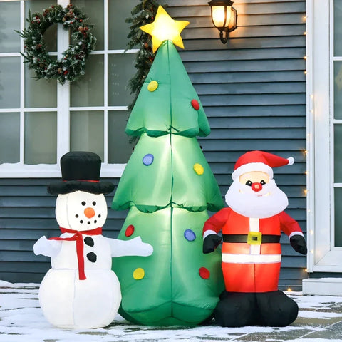 Rootz Christmas Decoration - Self-inflating Christmas Decoration - Christmas Decoration With Led Lights - Blower And Mounting Material - 105cm x 145cm x 185cm