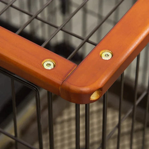 Rootz Hondenkooi - Hondenbench - Met Toiletbak - Huisdierkooi Binnen - 2 Deurs - Voor Kleine Honden - Staal - Koffie - 111 x 54 x 61 cm