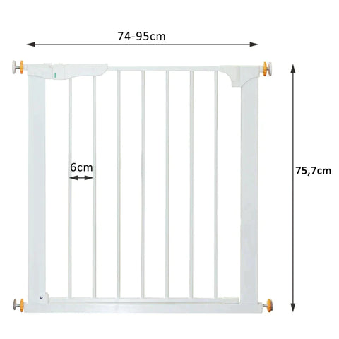 Rootz Door Guard - Safety Gate - Traphekje - Barrière Hondenrek - Wit - 74-95W x 75.7H cm
