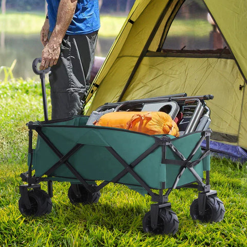 Rootz Transport Trolley - Garden Trolley -  Folding Cargo Trolley - Green - 108 x 53 x 59-89 cm