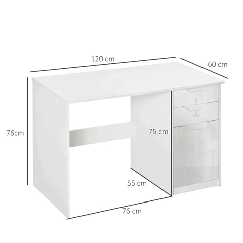 Rootz Desk - Computerbureau met 2 Laden - Modern Schrijfwerkstation - Thuis - Kantoor - Studie - Wit - 120 cm x 60 cm x 76 cm