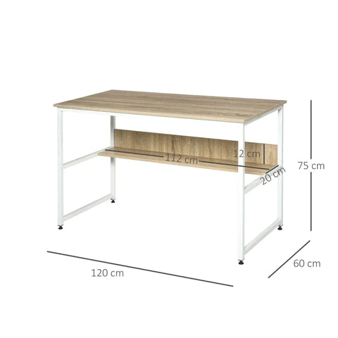 Rootz Desk - Computer Table - Office Table - Study Writing Table - With Shelf - Natural - 120 x 60 x 75 cm