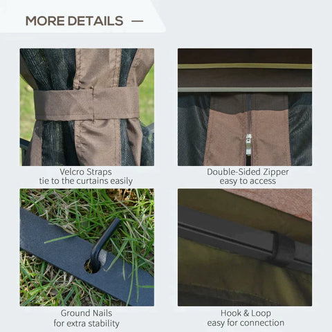 Rootz Gazebo - Metal Gazebo - Garden Gazebo - Party Tent - Pavillion - Garden Tent - Coffee - 2.99L x 2.99W x 2.74H m