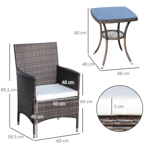Rootz Garden Furniture - Side Table - Rattan Garden Set - Coffee Table - Poly Rattan - Brown - 60 x 58.5 x 89.5 cm