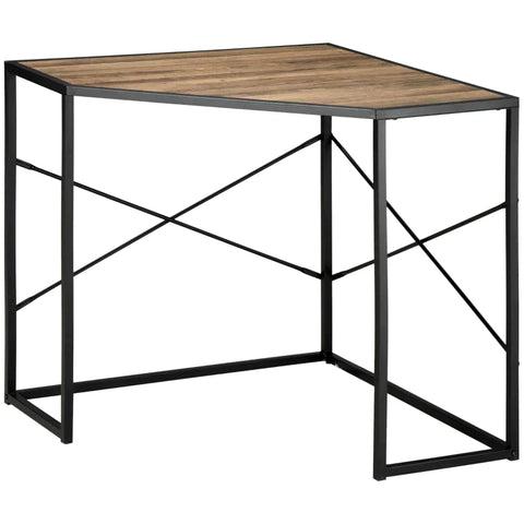 Rootz Corner Desk - Desk - Computer Desk - Office Desk - Work Desk - Industrial Design - Chipboard/Iron - Black/Brown - 80 cm × 80 cm × 77.5 cm