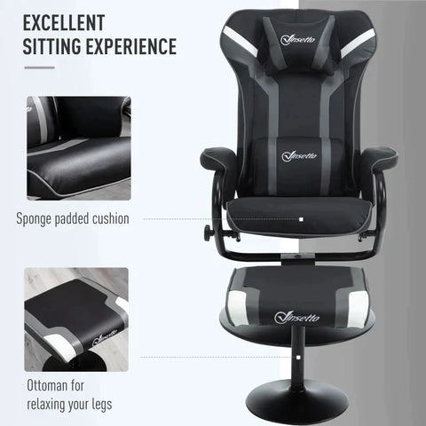 Rootz Relaxation Chair - TV Chair - Upholstered Chair - Gaming Couch - Stool - Black/Grey - 67 x 82.5 x 103 cm