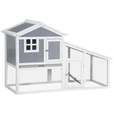 Rootz Rabbit Hutch - Wooden Rabbit Hutch - 2 Tier Guinea Pig Cage - Bunny Run - Small Animal House - Grey - 150 x 66 x 100cm