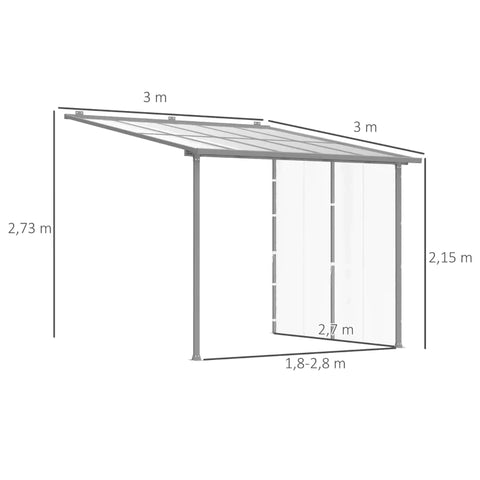Rootz Pergola - Size Adjustable - Weather Resistant - White + Clear - 300cm x 300cm x 273cm
