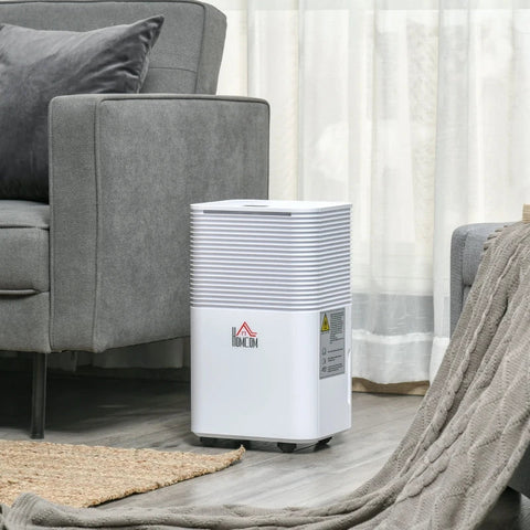 Rootz Dehumidifier - Electric Dehumidifier - 2000ml Dehumidifier Against Moisture With Wheels - Bathroom - Living Room - Bedroom - ABS - White - 22 x 25 x 44.5 cm