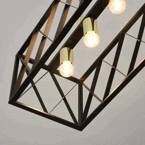 Rootz Hanging Lamp - Ceiling Lamp - Hanging Light - Pendant Light - Height Adjustable - Industrial Design - Metal Shade - Black/Gold - 77 x 25 x 39cm