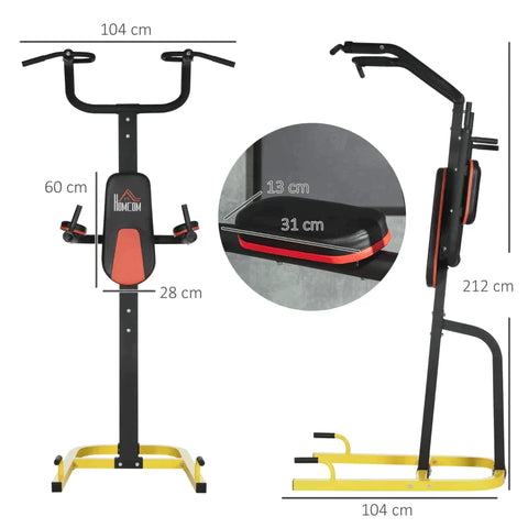 Rootz Multi-Gym - Krachtstation voor Pull-ups - Push-ups, Dips - Opvouwbare Handgrepen - Stabiel Stalen Frame - Diverse Bekleding - Zwart - 104L x 104B x 212H cm