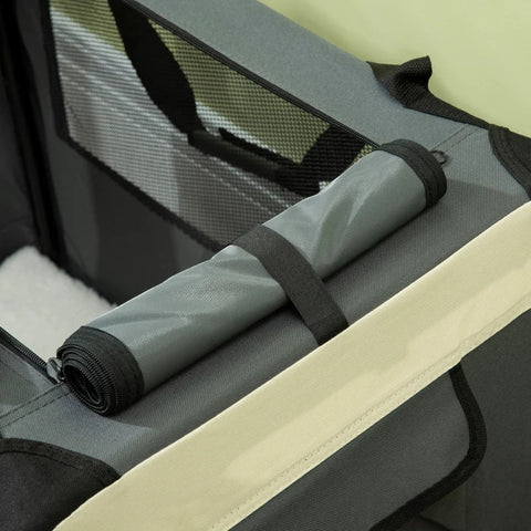 Rootz Transport Bag - Transport Box For Cats And Small Dogs - Foldable - 3 Doors - Gray + Black - 70 x 51 x 50 cm