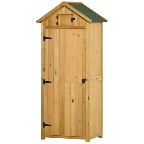 Rootz Garden Cabinet - Garden Shed - Tool Shed - Tool Shed With Shelves - Asphalt Roof - Window - Yellow + Green - 77 x 54.2 x 179 cm