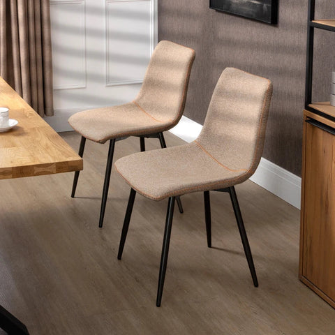 Rootz Dining Chairs - Velvet Look Dining Chairs - Scandinavian Design - Light Brown - 47.5W x 55.5D x 77.5H cm