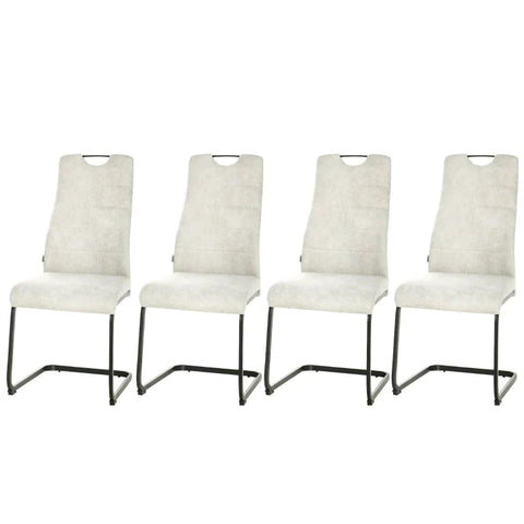 Rootz Dining Set Of 4 Chairs With High Backrest - Polyester + Steel - Each Chair - Beige - 44 x 58 x 99 cm
