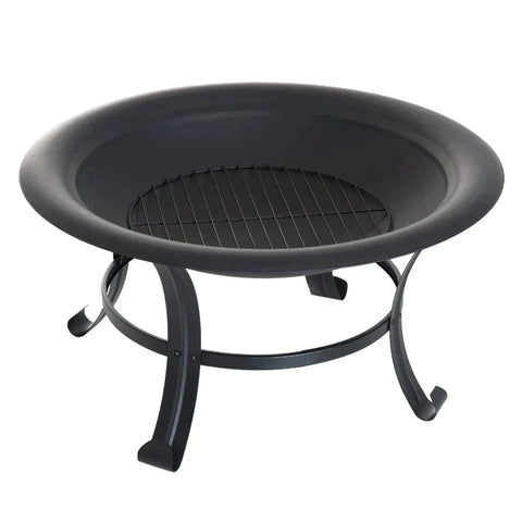 Rootz Fire Bowl - Fire Basket - Fire Pit With Spark - Grill Grate -  Poker - Garden - Black