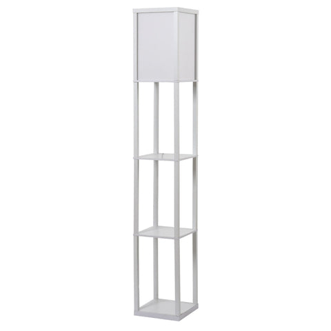 Rootz Floor Lamp - Standing Shelf - 3 Shelves - Interior Lighting - Living Room Lamp - White - 26 x 26 x 160 cm