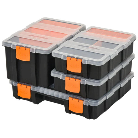 Rootz Gereedschap Opbergbox - Multifunctionele Gereedschapskist - Sorteerbox - Kleine Onderdelen - Opberg Onderdelen - Oranje/Zwart - 28,7 x 22,5 x 5,5 cm