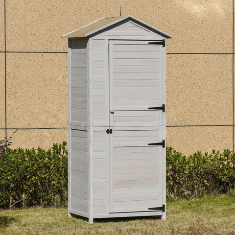 Rootz Garden Shed - Garden Storage Shed - Garden Cabinet - Tool Shed - Garden Tool Shed - Light Gray - 90 x 63 x 200 cm
