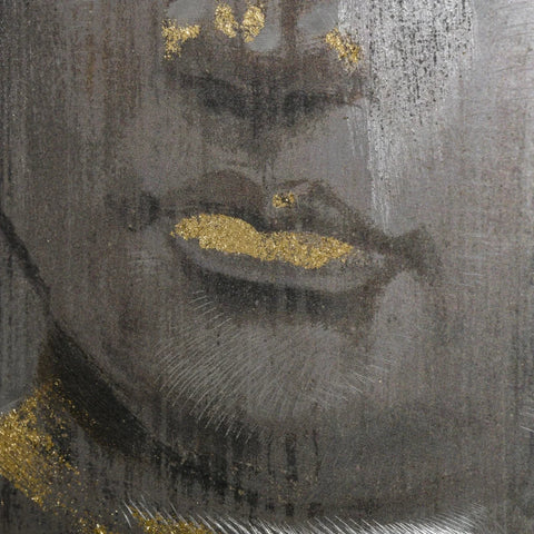 Rootz Wall Art - Muurschildering - Schilderij - Muurkunst Boeddha - Muurfoto's - Voor Woonkamer Slaapkamer Decor - Goud/Grijs - 100L x 80W x 2.8H cm