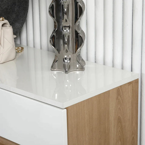 Rootz Shoe Cabinet - Shoe Chest - Drawer - Adjustable Shelves - High-gloss Surface - Chipboard - White - 80 x 32 x 100 cm