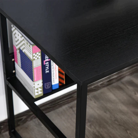 Rootz Desk - Computer Table - Office Table - Study Writing Table - Storage Shelf - Black - 120 cm x 60 cm x 75 cm