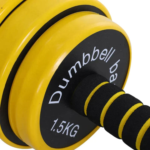 Rootz Barbell & Dumbbell Set - 3-in-1 Dumbbell Set - Plate Bar - Clamp Rod - Home - Gym - Yellow/Black