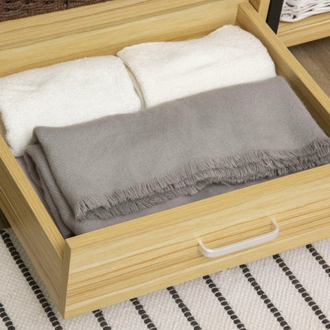 Rootz Garderobenständer – Kleiderschrank – Industriedesign – 1 Schublade – 1 Kleiderstange – 4 Einlegeböden – Stahl/Spanplatte – Schwarz/Natur – 77 cm x 39 cm x 180 cm