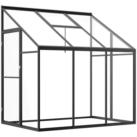 Rootz Greenhouse - Cold Frame Greenhouse - Zijtuinschuur - Met Verstelbaar Dak - Zwart/Helder - 182L x 122B x 194H cm