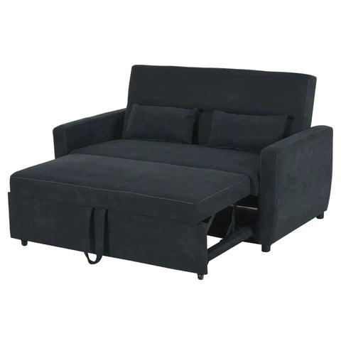 Rootz Sofa Bed - Folding Sofa - 2-seater Fabric Sofa - Sofa With Sleeping Function - Adjustable Angle - Black - 148 x 82 x 89 cm