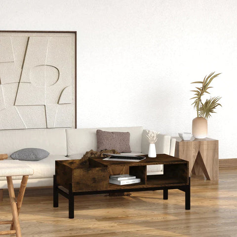 Rootz Salontafel - Bijzettafel - Banktafel - Woonkamertafel - Bruin/Zwart - 118x60x47cm