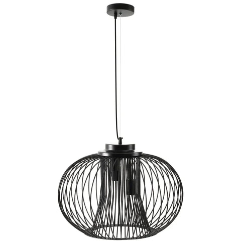 Rootz Pendant Lamp - Hanging Lamp - Ceiling Light - Industrial Style - Spherical Pendant - Ceiling Spotlight E27 - Adjustable - Metal - Black - Ø50 x 150 cm