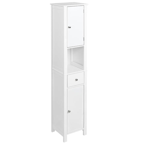 Rootz Bathroom Cabinet - Tall Bathroom Cabinet - With Drawers - Cabinet Storage - Cabinet - 1 Open Compartment - White - 34 x 30 x 163 cm
