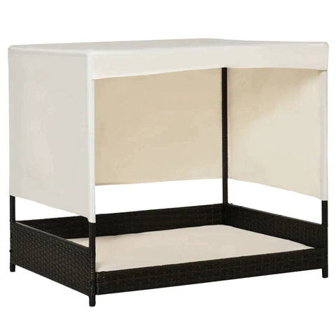 Rootz Rattan Dog Kennel - Rattan Dog House - With Roof - Dog Lounger - Dog House - Pet Bed - Dog Bed - Dog Basket - Dog Sofa Dog - Coffee/Beige - 91 x 71 x 81 cm