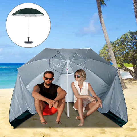 Rootz Umbrella - Sun Umbrella - Beach Umbrella - All-weather Umbrella - 2 In 1 Parasol - Dark Green