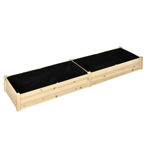 Rootz Verhoogd bed - 2 plantvakken - binnenvoering van fleece - weerbestendig - massief hout - 244 cm x 61,5 cm x 27 cm