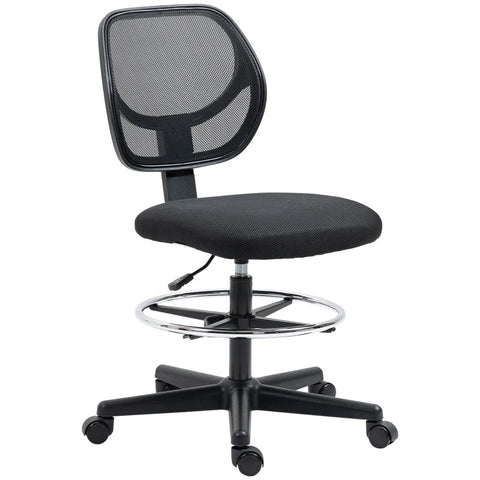 Rootz Drawing Chair With Footrest - Height-adjustable - Office Chair - Black - 59 cm x 61 cm x 113 cm