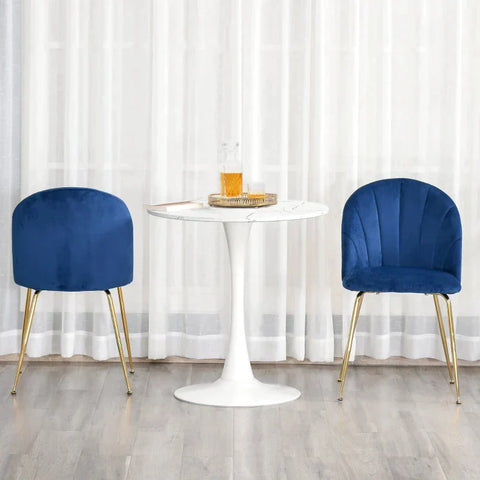 Rootz Chair - Set Of 2 Dining Chairs - Retro Design - Dining Room - Kitchen - Living Room - Blue/gold - 52 cm x 52 cm x 81 cm