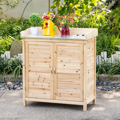 Rootz Garden Storage Cabinet - Garden Cabinet - Plant Table - With Base Cabinet - Tool Shed - Garden Shed - 83 x 40 x 92 cm