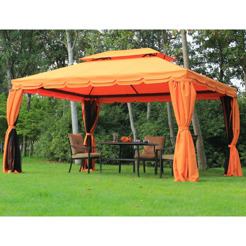 Rootz Pavilion - Party tent - Luxury - Side walls - 3 x 4 m - Double Roof - Aluminum - Polyester - Orange