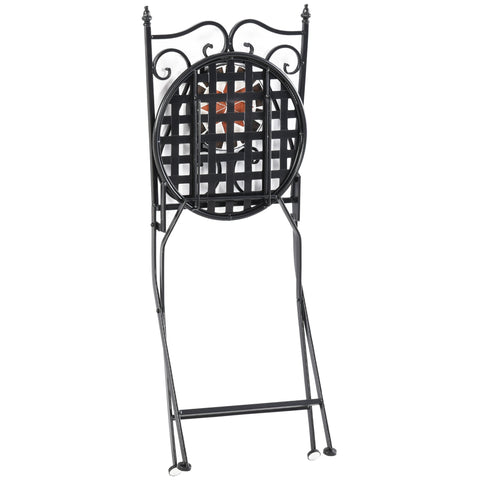 Rootz Garden set group - 3-piece mosaic table - 2 folding chairs - metal - multicolored